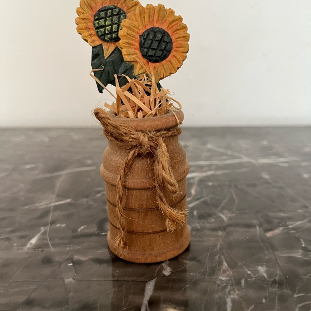 Hand carved, hand painted wooden sunflowers